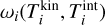 Mathematical equation: ${\omega _i}\left( {T_i^{{\rm{kin}}},T_i^{{\rm{int}}}} \right)$