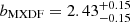 Mathematical equation: $ b_\mathrm{{MXDF}}=2.43^{+0.15}_{-0.15} $