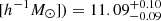 Mathematical equation: $ [{h}^{-1}{M}_{\odot}])=11.09^{+0.10}_{-0.09} $