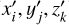 Mathematical equation: $x_i^{^\prime },y_j^{^\prime },z_k^{^\prime }$