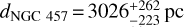 Mathematical equation: ${d_{{\rm{NGC}}\,\,{\rm{457}}}} = 3026_{ - 223}^{ + 262}{\rm{pc}}$