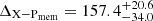 Mathematical equation: $ \Delta_\mathrm{X-P_{\mathrm{mem}}} = 157.4_{-34.0}^{+20.6} $
