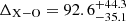 Mathematical equation: $ \Delta_\mathrm{X{-}O} = 92.6_{-35.1}^{+44.3} $
