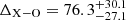 Mathematical equation: $ \Delta_\mathrm{X{-}O} = 76.3_{-27.1}^{+30.1} $