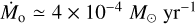 Mathematical equation: ${\dot M_ \circ } \simeq 4 \times {10^{ - 4}}{M_ \odot }{\rm{y}}{{\rm{r}}^{ - {\rm{1}}}}$
