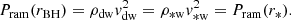 Mathematical equation: $$ \begin{aligned} P_{\rm {ram}}(r_{\rm {BH}})=\rho _{\rm {dw}} {v}_{\rm {dw}}^2=\rho _{\rm {*w}} {v}_{\rm {*w}}^2=P_{\rm {ram}}(r_{\rm {*}}). \end{aligned} $$