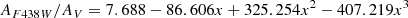 $$ \begin{aligned}&A_{F438W}/A_{V} = 7.688 - 86.606 x + 325.254 x^2 - 407.219 x^3 \end{aligned} $$