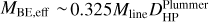 ${M_{{\rm{BE,eff}}}} \sim 0.325{M_{{\rm{line}}}}D_{{\rm{HP}}}^{{\rm{Plummer}}}$