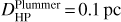 $D_{{\rm{HP}}}^{{\rm{Plummer}}} = 0.1{\rm{pc}}$
