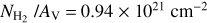 ${N_{{{\rm{H}}_2}}}/{A_{\rm{V}}} = 0.94 \times {10^{21}}{\rm{c}}{{\rm{m}}^{ - 2}}$
