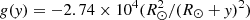 $ g({\it y}) = -2.74 \times 10^4(R_\odot^2/ (R_\odot + {\it y})^2) $