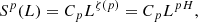 $$ \begin{aligned} S^p (L) = C_p L^{\zeta (p)} = C_p L ^{pH}, \end{aligned} $$