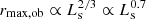 $ r_{\mathrm{max,ob}} \propto L_{\mathrm{s}}^{2/3} \propto L_{\mathrm{s}}^{0.7} $