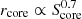 $ r_{\mathrm{core}} \propto S_{\mathrm{core}}^{0.7} $