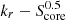 $ k_r-S_{\mathrm{core}}^{0.5} $