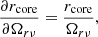 $$ \begin{aligned} \frac{\partial r_{\rm core} }{\partial \Omega _{r\nu }}=\frac{r_{\rm core}}{\Omega _{r\nu }}, \end{aligned} $$