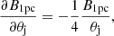 $$ \begin{aligned} \frac{\partial B_{\rm 1pc} }{\partial \theta _{\rm j}} = -\frac{1}{4}\frac{B_{\rm 1pc}}{\theta _{\rm j}}, \end{aligned} $$