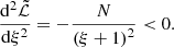 $$ \begin{aligned} \frac{\mathrm{d} ^2 \tilde{\mathcal{L} }}{\mathrm{d} \xi ^2} = -\frac{N}{\left(\xi +1\right)^2} < 0. \end{aligned} $$