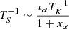 $ T_S^{-1}\sim{{x_\alpha}T_K^{-1} \over 1 + x_\alpha} $