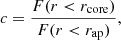 $$ \begin{aligned} c = \frac{F(r<r_\mathrm{core} )}{F(r < r_\mathrm{ap} )}, \end{aligned} $$