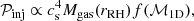 $$ \begin{aligned} \mathcal{P} _\mathrm{inj} \propto c_\mathrm{s} ^4 M_\mathrm{gas} (r_\mathrm{RH} )f(\mathcal{M} _\mathrm{1D} ), \end{aligned} $$