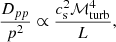 $$ \begin{aligned} \frac{D_{pp}}{p^2} \propto \frac{c_\mathrm{s} ^2 \mathcal{M} _\mathrm{turb} ^4}{L}, \end{aligned} $$