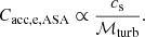 $$ \begin{aligned} C_\mathrm{acc,e,ASA}&\propto \frac{ c_\mathrm{s} }{\mathcal{M} _\mathrm{turb} }. \end{aligned} $$