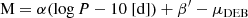 $$ \begin{aligned} \text{ M}&= \alpha (\log {P - 10\ \mathrm{[d]} }) + \beta^\prime - \mu _{\mathrm{DEB} } \end{aligned} $$