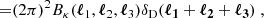 $$ \begin{aligned} = & (2\pi )^2B_\kappa (\boldsymbol{\ell }_1,\boldsymbol{\ell }_2,\boldsymbol{\ell }_3) \delta _\mathrm{D} (\boldsymbol{\ell _1}+\boldsymbol{\ell _2}+\boldsymbol{\ell _3})\; ,\end{aligned} $$