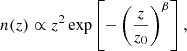 $$ \begin{aligned} n(z)\propto z^2\exp \left[-\left(\frac{z}{z_0}\right)^\beta \right], \end{aligned} $$