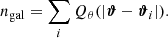 $$ \begin{aligned} n_\mathrm{gal} = \sum _i Q_\theta (|\boldsymbol{\vartheta }-\boldsymbol{\vartheta }_i|) . \end{aligned} $$