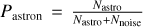 ${P_{{\rm{astron}}}} = {{{N_{{\rm{astro}}}}} \over {{N_{{\rm{astro}}}} + {N_{{\rm{noise}}}}}}$