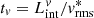 $ t_{v} = L_{\rm int}^v/v_{\rm rms}^* $