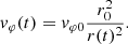 $$ \begin{aligned} {v}_\varphi (t) = {v}_{\varphi 0}\frac{r_0^2}{r(t)^2}. \end{aligned} $$