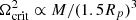 $ \Omega_{\textrm{crit}}^2 \propto {M/ (1.5R_p)^3} $