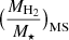 $ \big(\frac{M_{\mathrm{H_2}}}{M_\star}\big)_{\mathrm{MS}} $