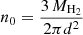$ n_0=\frac{3\,M_{\mathrm{H_2}}}{2\pi d^2} $
