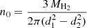 $ n_0=\frac{3\,M_{\mathrm{H_2}}}{2\pi (d_1^2-d_2^2)} $