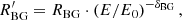 $$ \begin{aligned} R^{\prime }_{\rm BG}=R_{\rm BG}\cdot (E/E_0)^{- \delta _{\rm BG}}\,, \end{aligned} $$