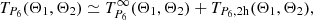 $$ \begin{aligned} T_{P_6}(\Theta _1, \Theta _2) \simeq T_{P_6}^\infty (\Theta _1, \Theta _2) + T_{P_6,\mathrm{2h} }(\Theta _1, \Theta _2), \end{aligned} $$