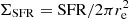 $ \Sigma_{\rm SFR} = {\rm SFR}/2\pi r_{\rm e}^2 $