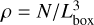$\rho = {N \mathord{\left/ {\vphantom {N {L_{{\rm{box}}}^3}}} \right. \kern-\nulldelimiterspace} {L_{{\rm{box}}}^3}}$