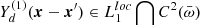 $ Y_d^{(1)}(\boldsymbol{x}-\boldsymbol{x}^\prime) \in L_1^{loc}\bigcap C^2(\bar{\omega}) $