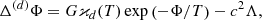 $$ \begin{aligned}&\Delta ^{(d)} \Phi = G\varkappa _d (T) \exp \left( -\Phi /T \right) -c^2\Lambda , \end{aligned} $$