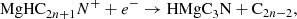 $$ \begin{aligned}&\mathrm{MgHC}_{2n+1}N^+ + e^- \rightarrow \mathrm{HMgC}_3\mathrm{N + C}_{2n-2}, \end{aligned} $$
