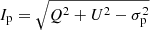 Mathematical equation: $ I_{\mathrm{p}} = \sqrt{Q^2+U^2-\sigma_{\mathrm{p}}^2} $