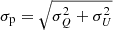 Mathematical equation: $ \sigma_{\mathrm{p}} = \sqrt{\sigma_Q^2+\sigma_U^2} $
