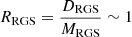 Mathematical equation: $ R_{\mathrm{RGS}} = \frac{D_{\mathrm{RGS}}}{M_{\mathrm{RGS}}} \sim 1 $