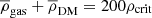 Mathematical equation: $ \overline{\rho}_{\mathrm{gas}} + \overline{\rho}_{\mathrm{DM}} = 200\rho_{\mathrm{crit}} $