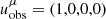 Mathematical equation: $ u^\mu_{\rm obs} = (1,0,0,0) $